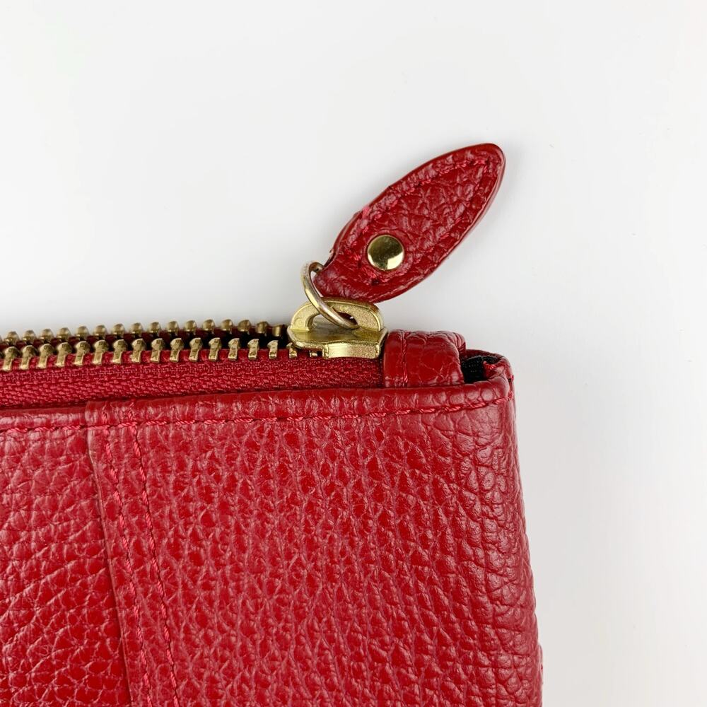 Lodis Wristlet Small Bag Purse Red Leather Zipper - Picture 3 of 12